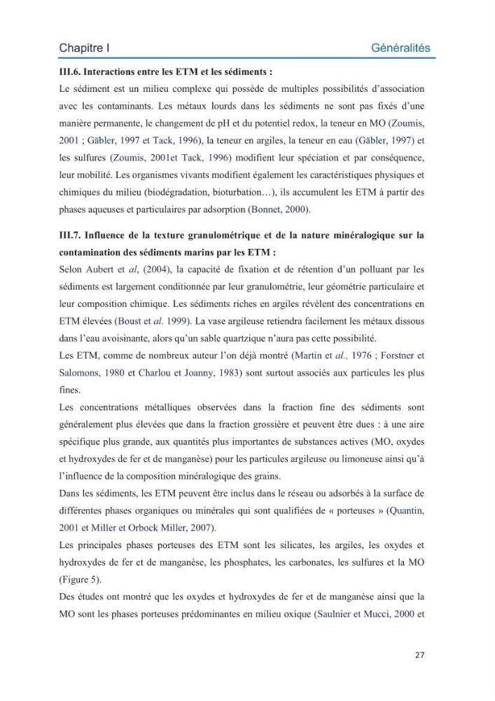 Contamination des sédiments marins de la côte Algéroise par les métaux traces