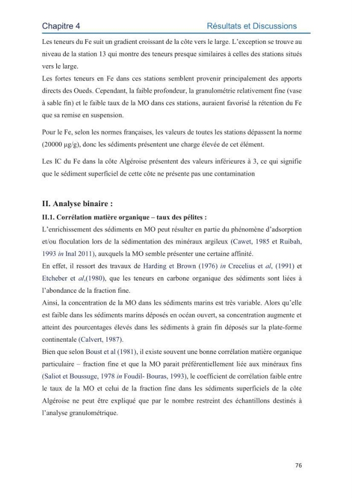 Contamination des sédiments marins de la côte Algéroise par les métaux traces