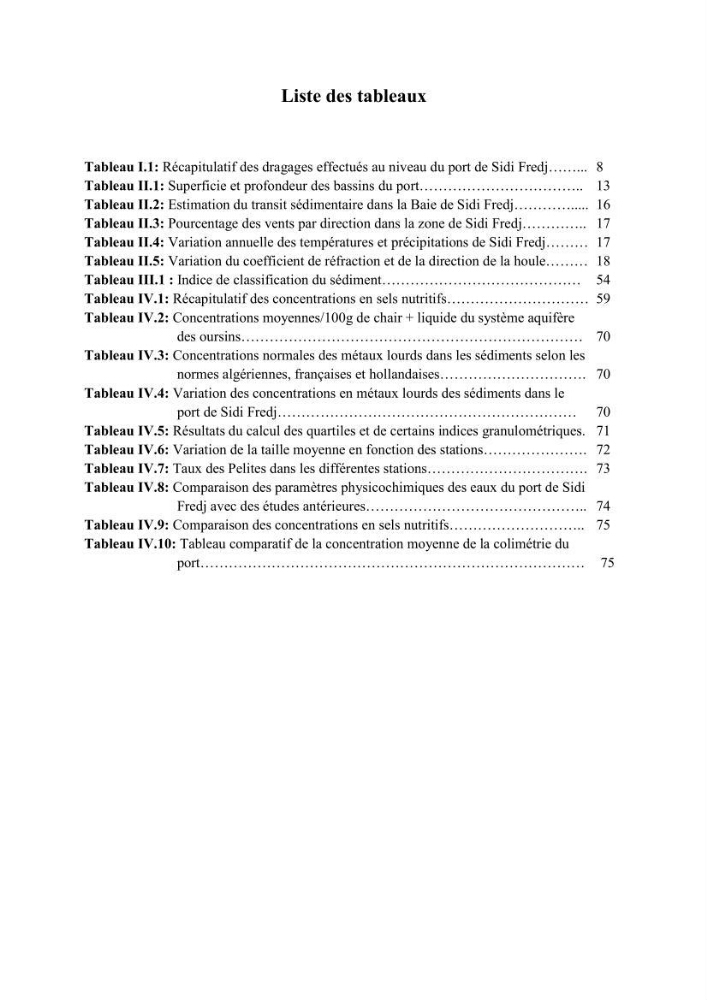 Evaluation de la qualité (microbiologie, métaux lourds, granulométrie et hydrocarbures) des sédiments de dragage du port de Sidi-Fredj en vue d\'une immersion
