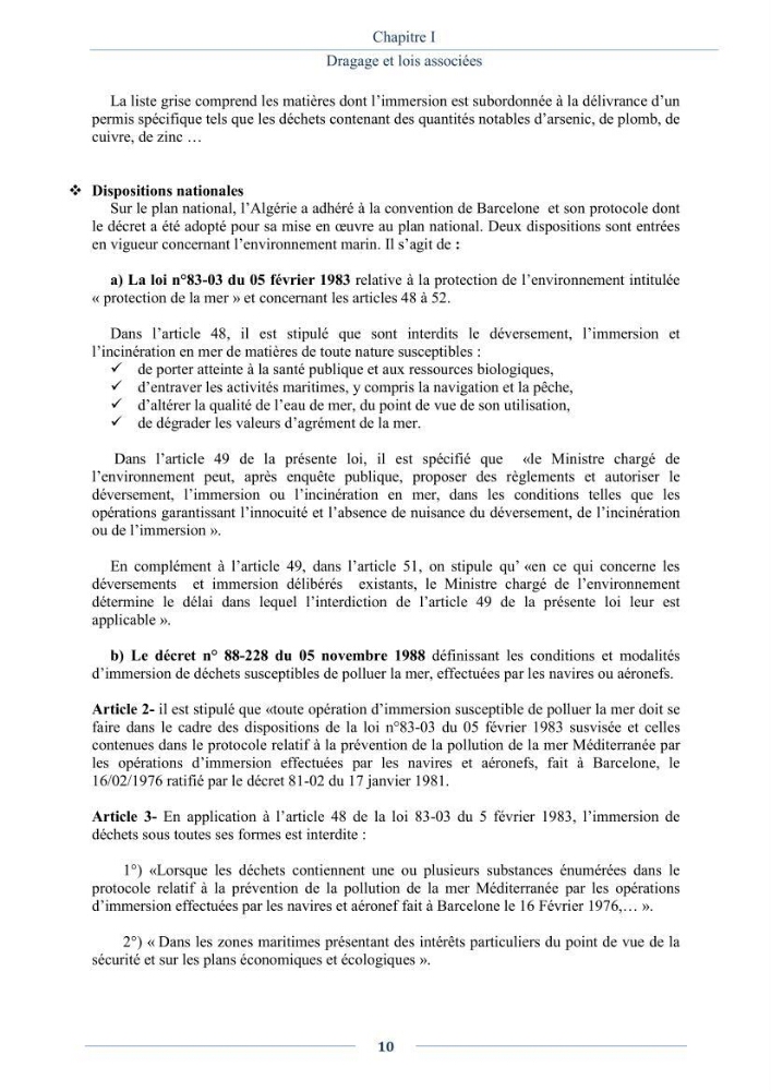 Evaluation de la qualité (microbiologie, métaux lourds, granulométrie et hydrocarbures) des sédiments de dragage du port de Sidi-Fredj en vue d\'une immersion