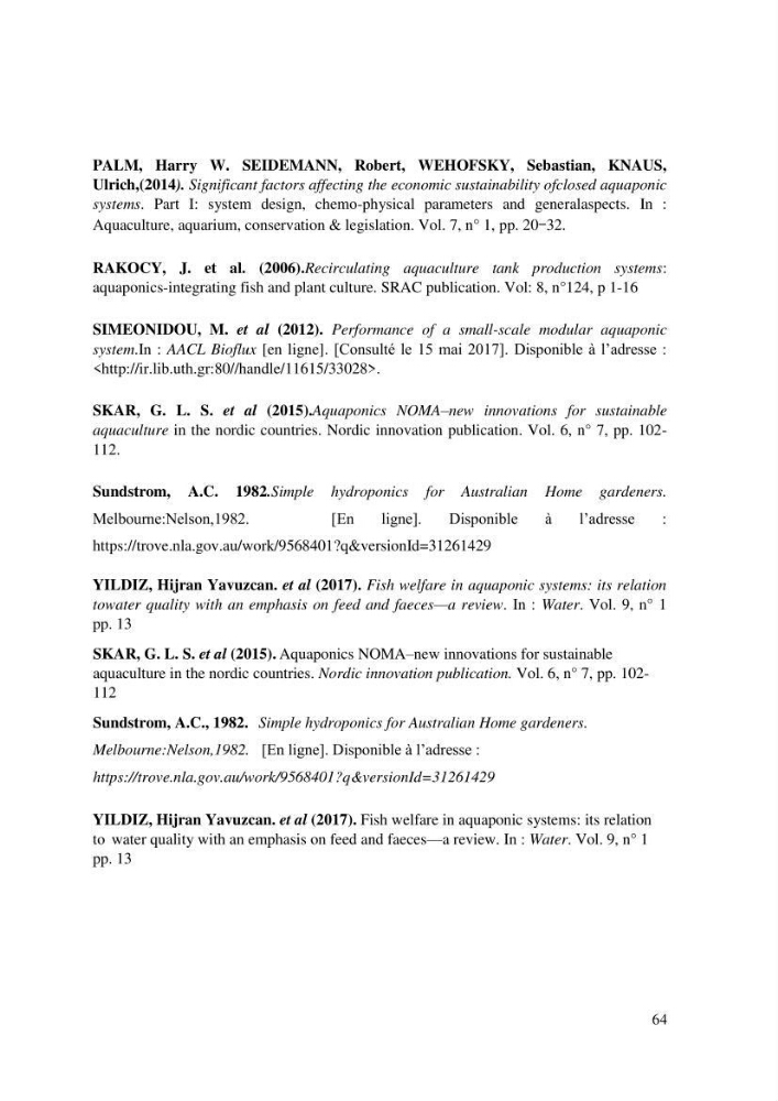 Suivi d\'un systeme d\'élevage en aquaponie en Algèrie:
