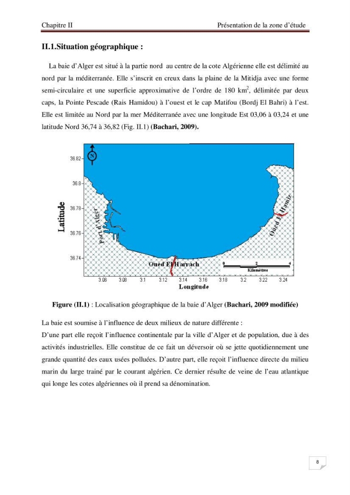 Conception d\'un système d\'information géographique (SIG) pour la spatialisation des paramètres de pollution dans la baie d\'Alger