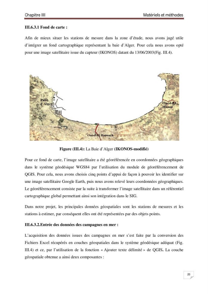 Conception d\'un système d\'information géographique (SIG) pour la spatialisation des paramètres de pollution dans la baie d\'Alger