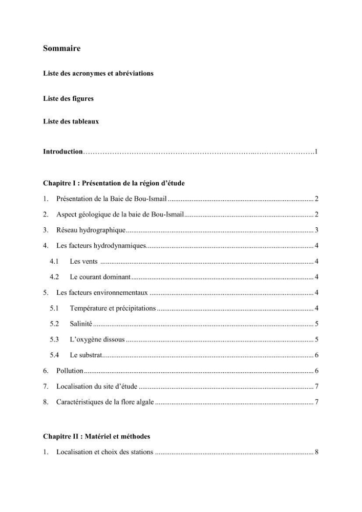 Bioécologie des macroalgues au niveau de Sidi Fredj (w. Alger)