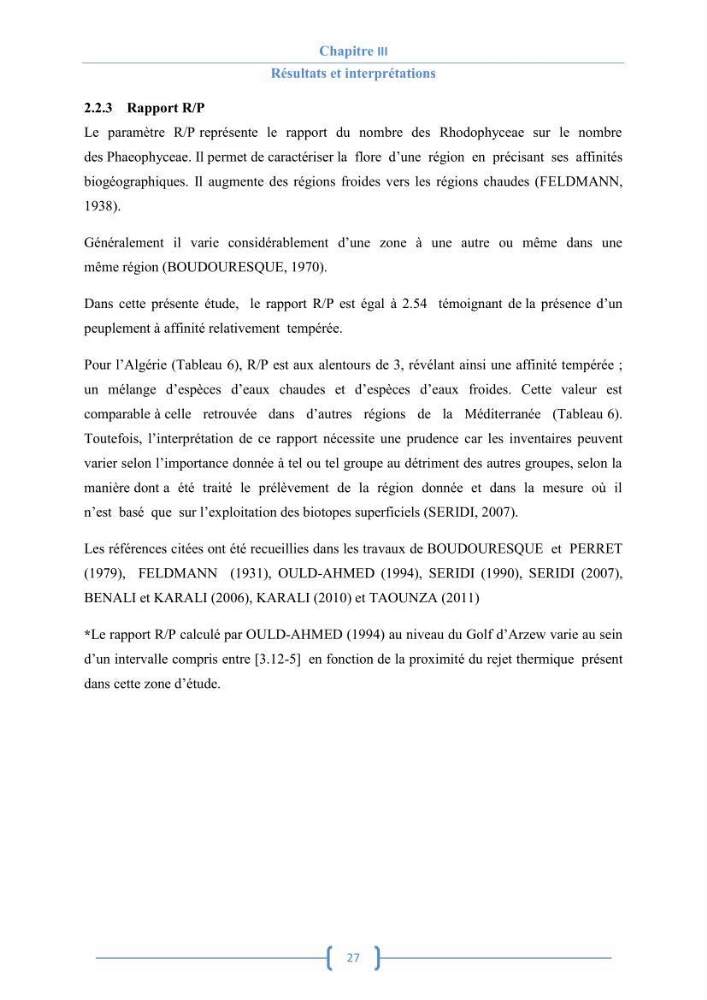 Bioécologie des macroalgues au niveau de Sidi Fredj (w. Alger)