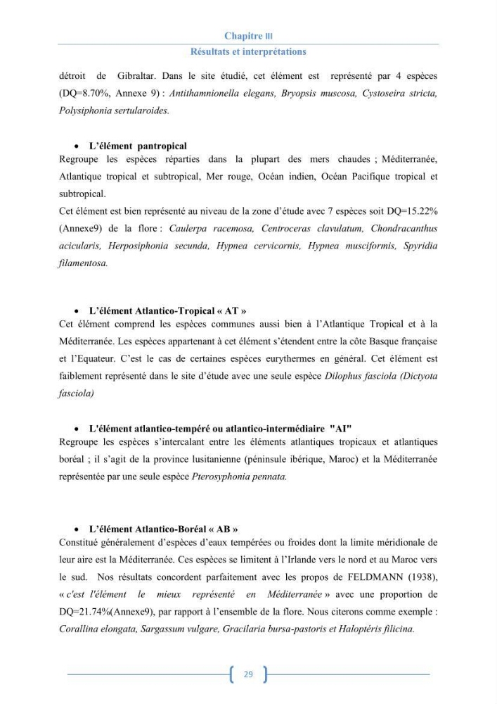Bioécologie des macroalgues au niveau de Sidi Fredj (w. Alger)