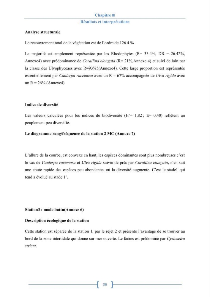 Bioécologie des macroalgues au niveau de Sidi Fredj (w. Alger)