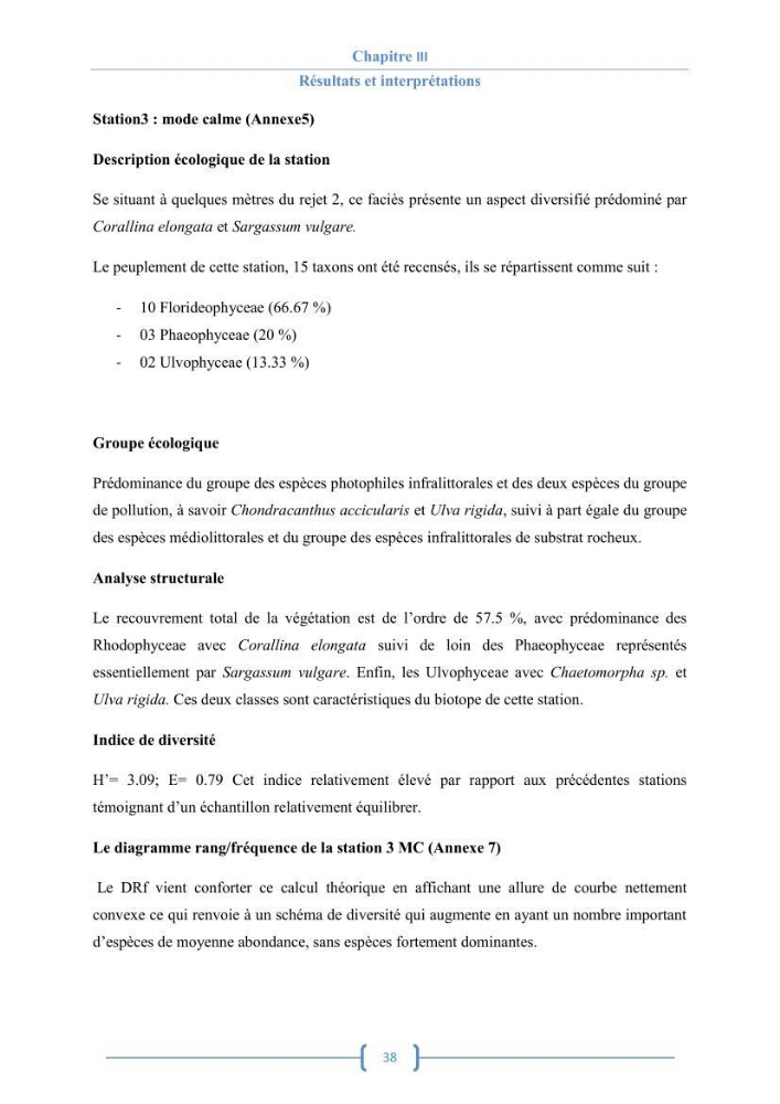 Bioécologie des macroalgues au niveau de Sidi Fredj (w. Alger)