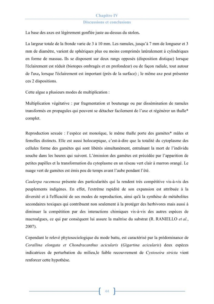 Bioécologie des macroalgues au niveau de Sidi Fredj (w. Alger)