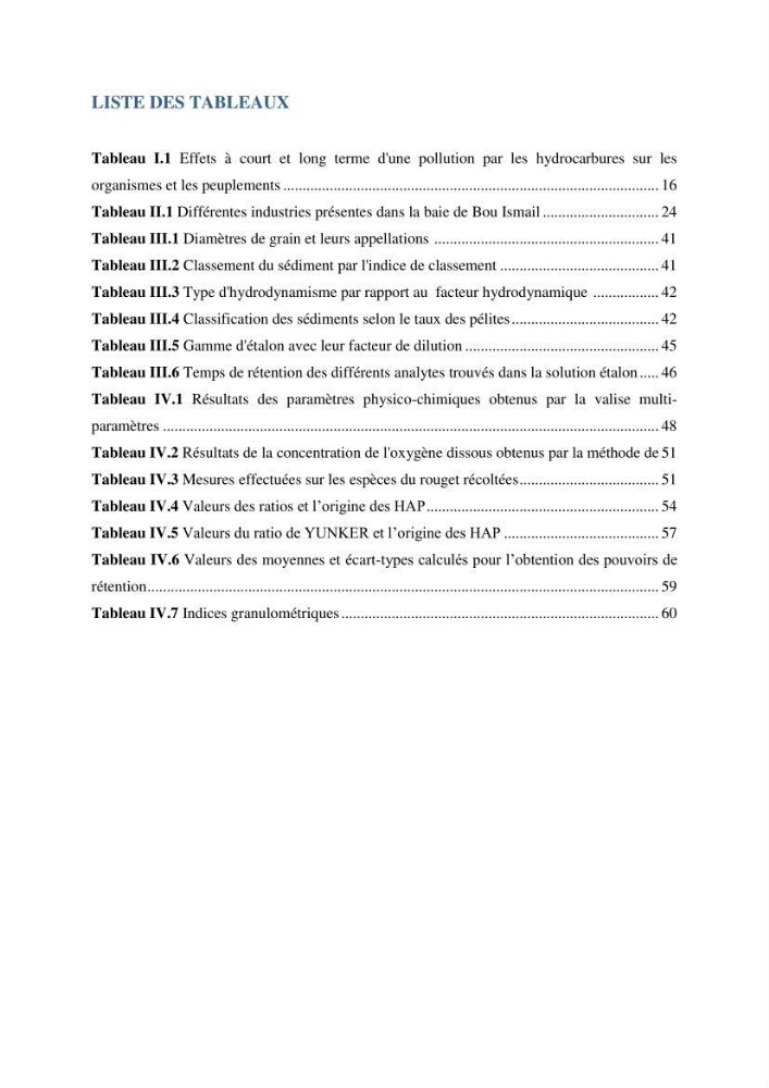 Evaluation de la vulnérabilité bio-morphosédimentaire de la baie de Bou-Ismail face à une pollution potentielle par les hydrocarbures: