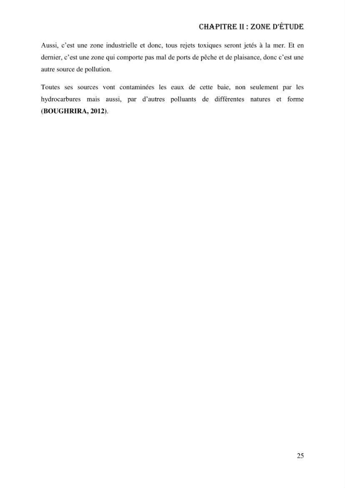 Evaluation de la vulnérabilité bio-morphosédimentaire de la baie de Bou-Ismail face à une pollution potentielle par les hydrocarbures: