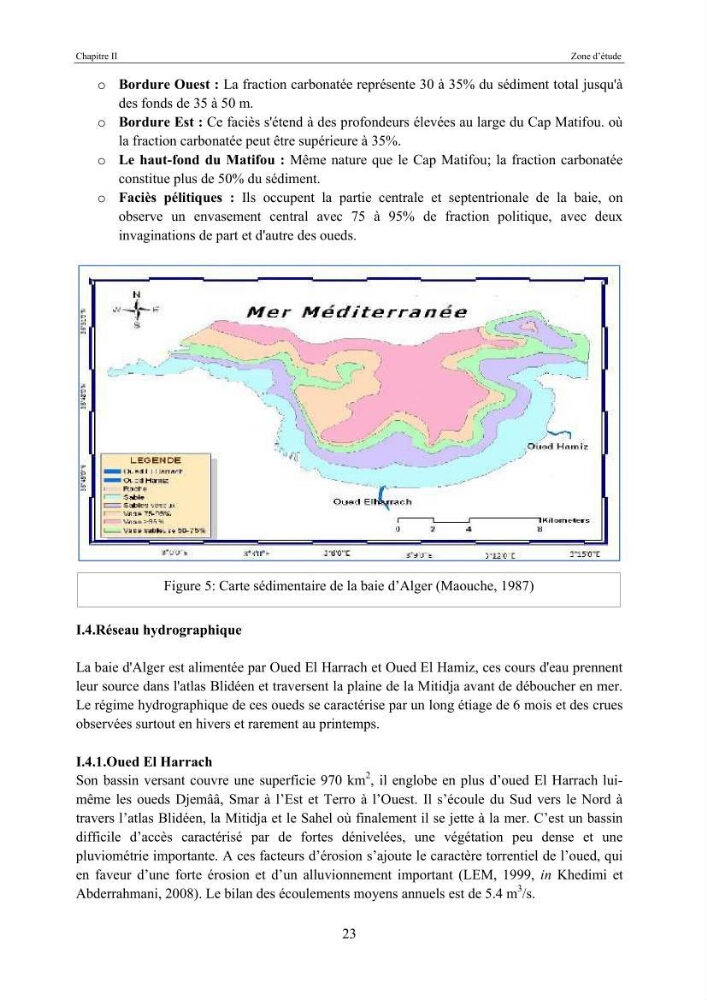 Etat de la pollution par les hydocarbures dans les eaux et les sédiments superficiels dans la baie d\'Alger et la baie de Bou-Ismail