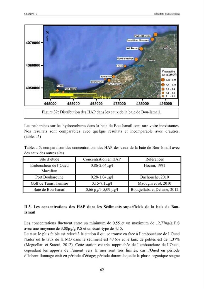 Etat de la pollution par les hydocarbures dans les eaux et les sédiments superficiels dans la baie d\'Alger et la baie de Bou-Ismail