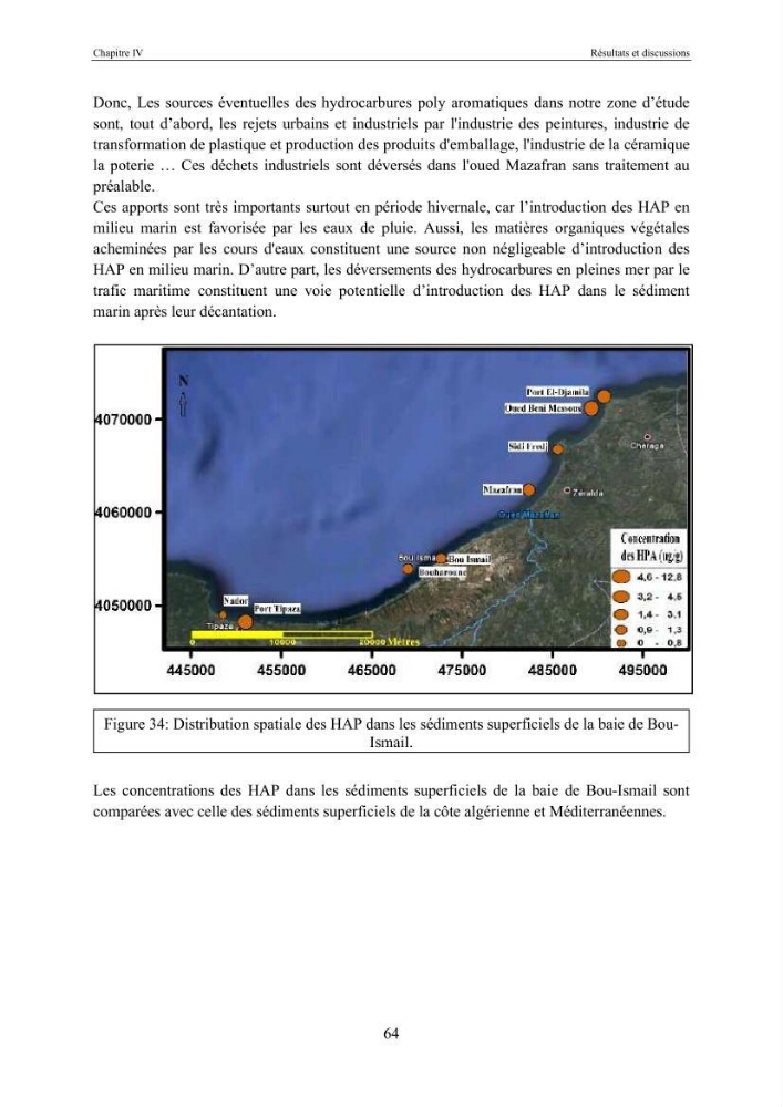 Etat de la pollution par les hydocarbures dans les eaux et les sédiments superficiels dans la baie d\'Alger et la baie de Bou-Ismail