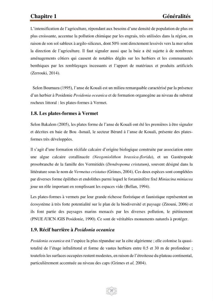Inventaire de la faune et de la flore marine d\'intérêt écologique des sites remarquables de la région centre de la côte Algérienne (l\'Anse de Kouali et l\'île Aguelli)