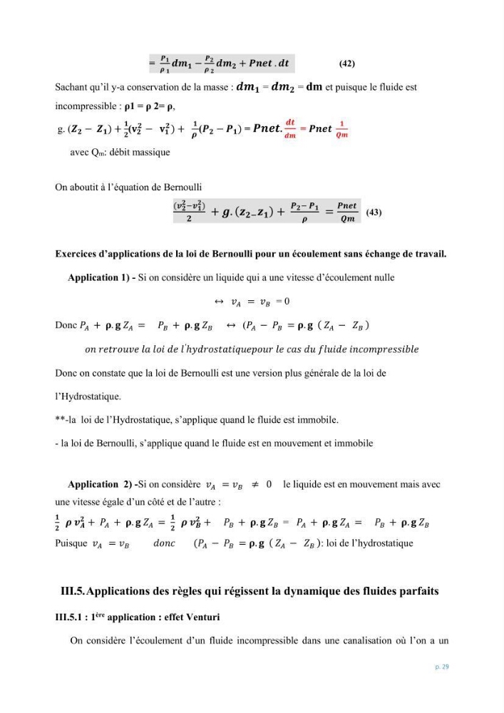 Mécanique des fluides 1: transfert de la quantité de mouvement (cours)