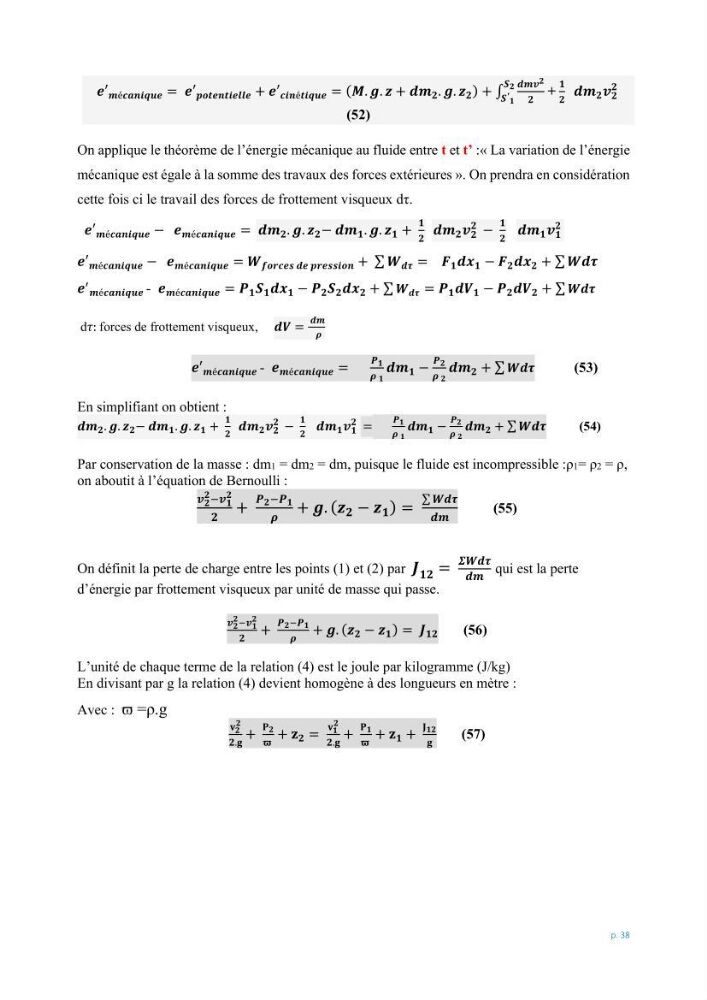 Mécanique des fluides 1: transfert de la quantité de mouvement (cours)