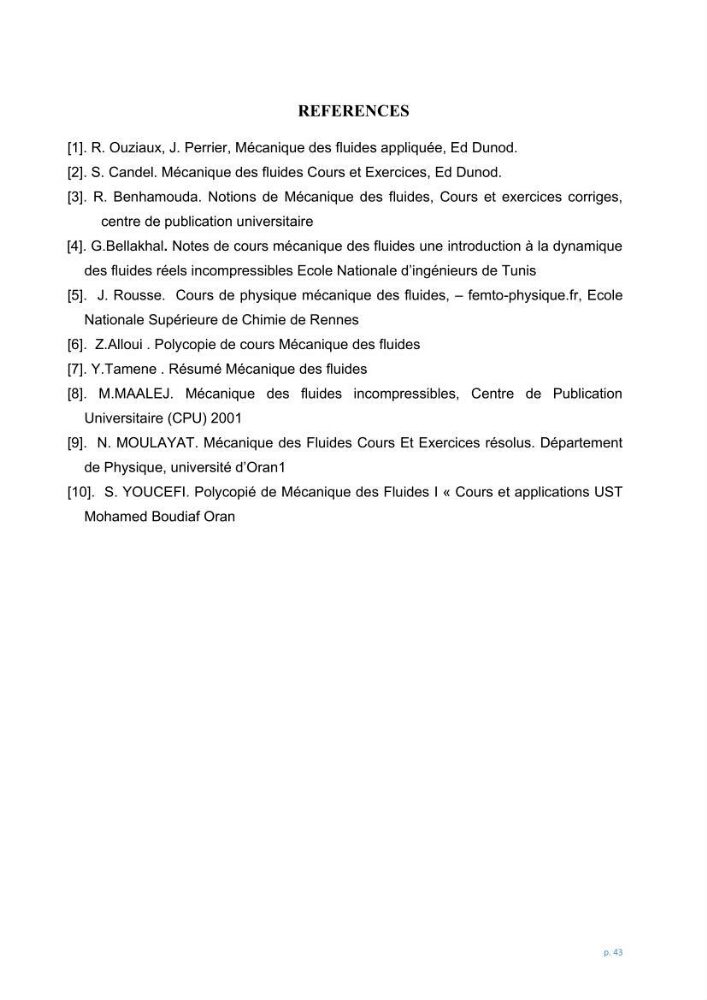 Mécanique des fluides 1: transfert de la quantité de mouvement (cours)