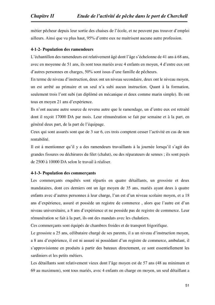 Caractérisation de l\'activité de pêche au niveau du port de Cherchell: