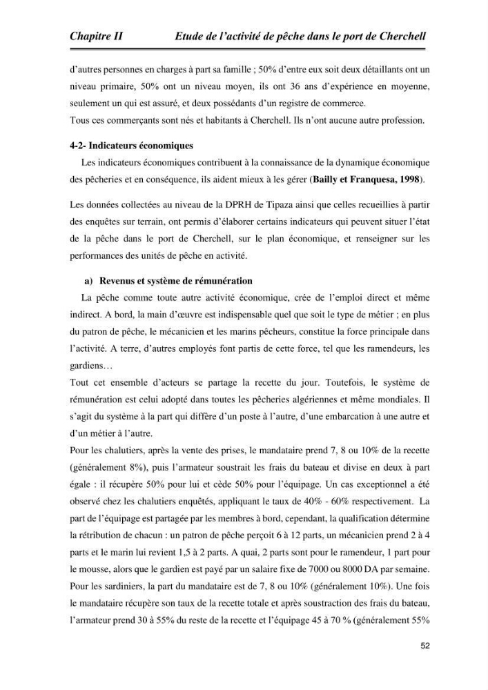 Caractérisation de l\'activité de pêche au niveau du port de Cherchell: