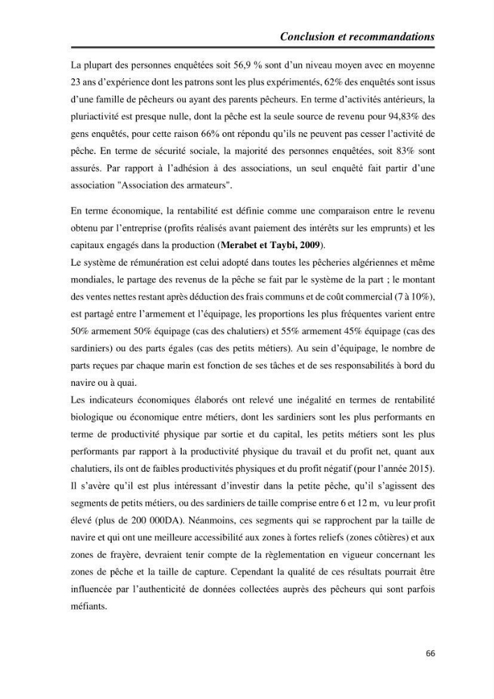 Caractérisation de l\'activité de pêche au niveau du port de Cherchell: