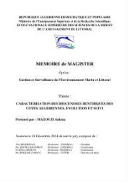 Caractérisation des biocenoces benthiques des côtes Algériennes: évolution et suivi