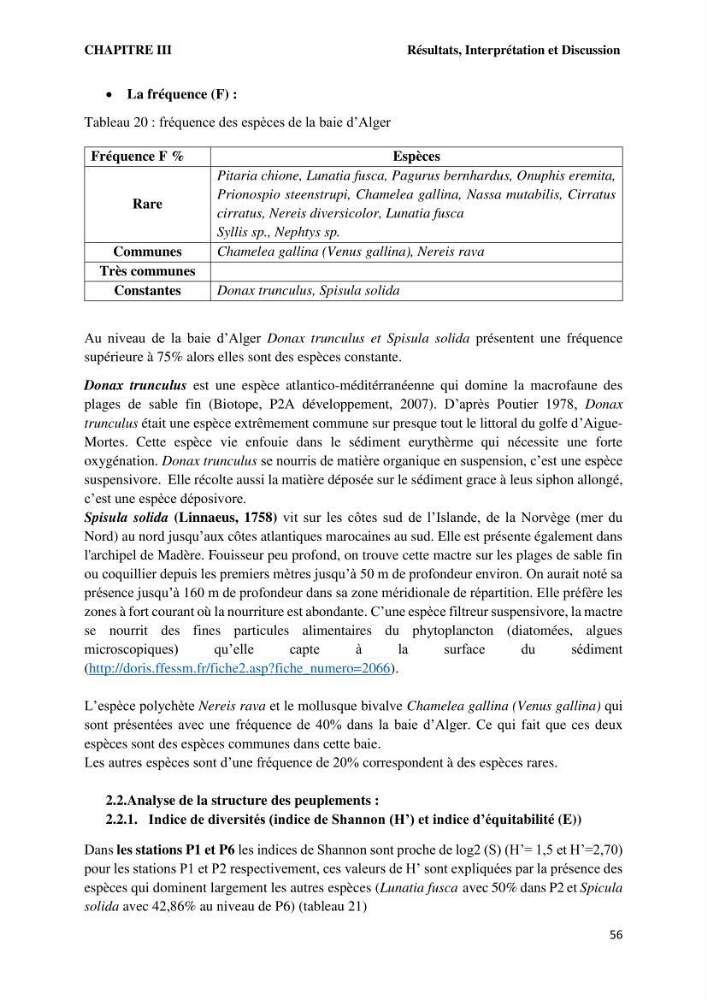 Caractérisation des biocenoces benthiques des côtes Algériennes: évolution et suivi