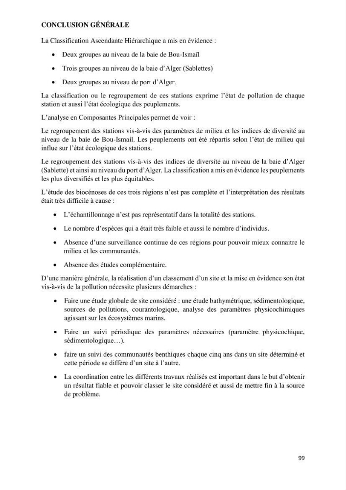 Caractérisation des biocenoces benthiques des côtes Algériennes: évolution et suivi