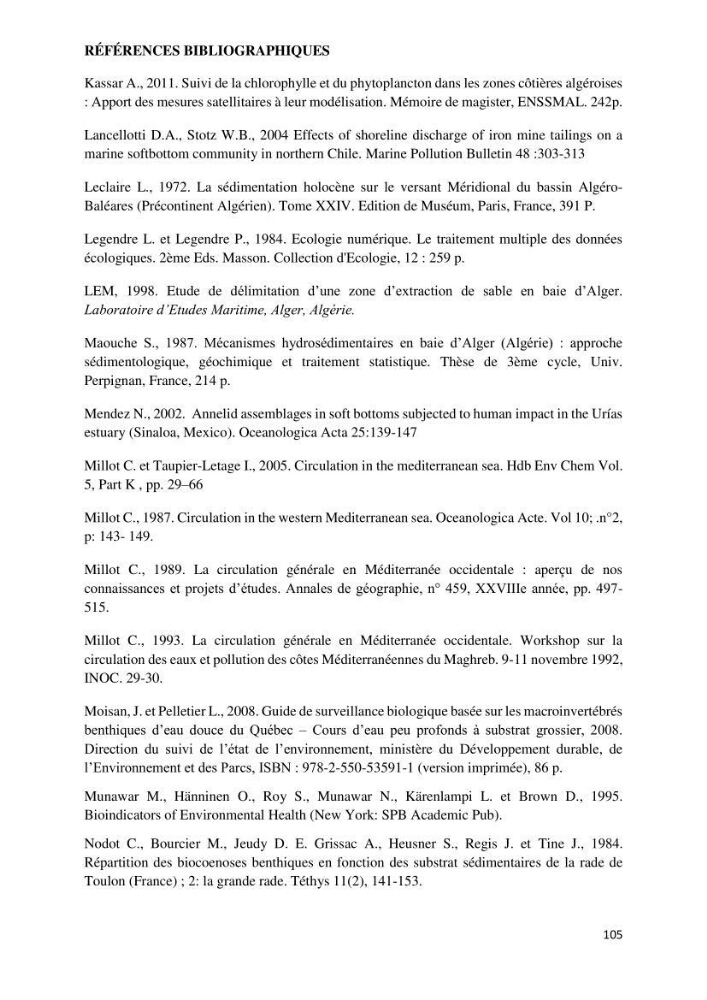 Caractérisation des biocenoces benthiques des côtes Algériennes: évolution et suivi