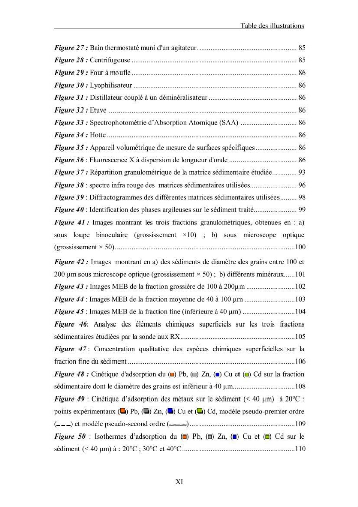 Etude du comportement des métaux lourds Pb, Zn, Cu et Cd en surface d\'une matrice de type sédiment