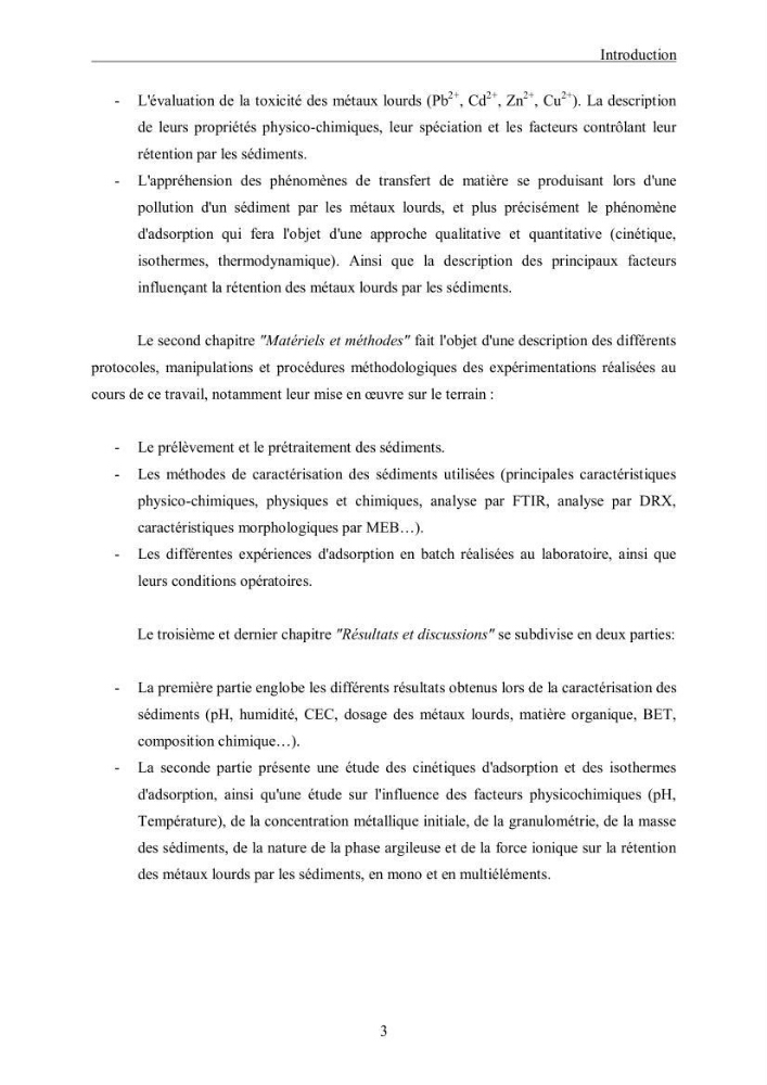 Etude du comportement des métaux lourds Pb, Zn, Cu et Cd en surface d\'une matrice de type sédiment