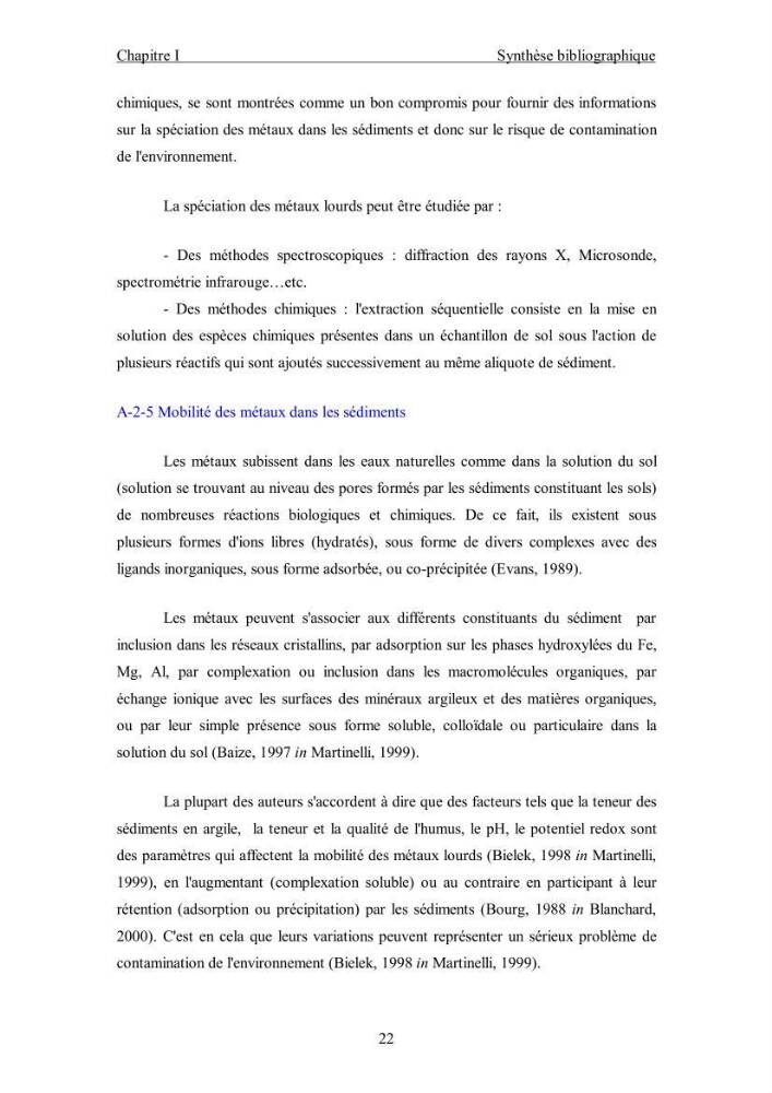 Etude du comportement des métaux lourds Pb, Zn, Cu et Cd en surface d\'une matrice de type sédiment