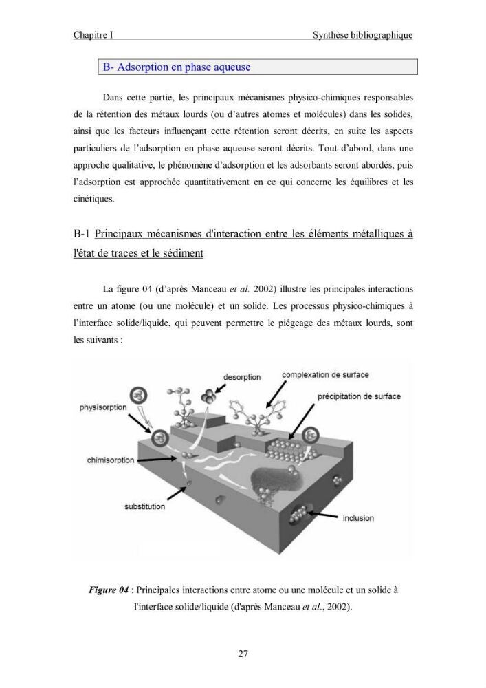 Etude du comportement des métaux lourds Pb, Zn, Cu et Cd en surface d\'une matrice de type sédiment