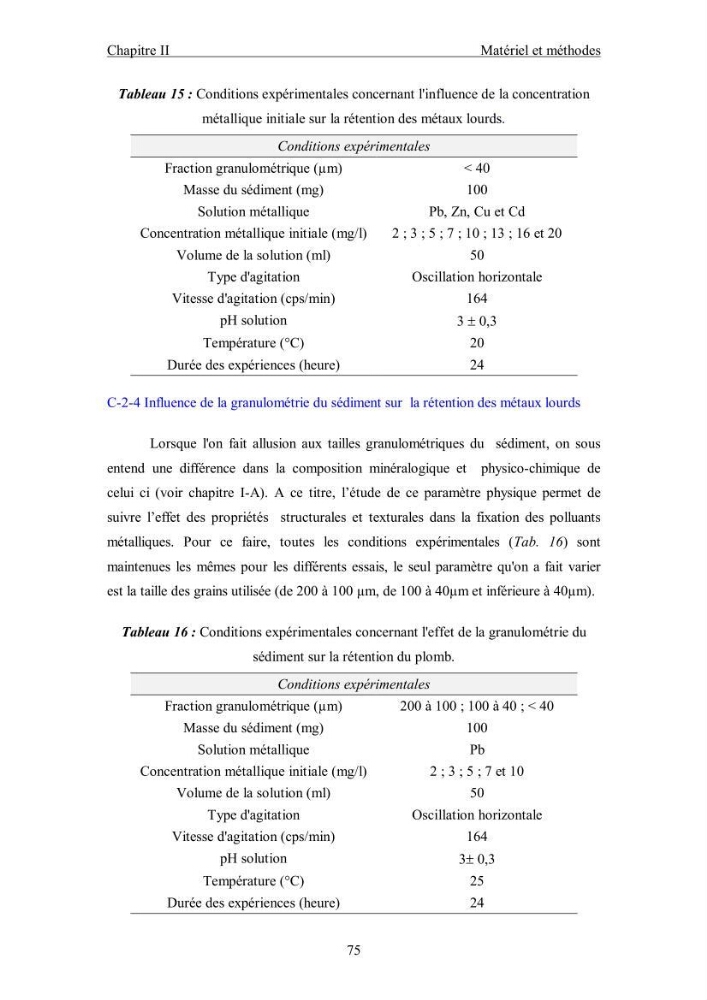 Etude du comportement des métaux lourds Pb, Zn, Cu et Cd en surface d\'une matrice de type sédiment