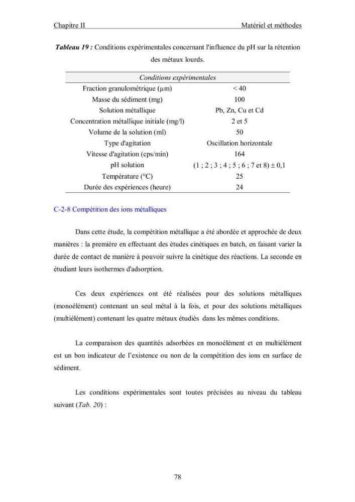 Etude du comportement des métaux lourds Pb, Zn, Cu et Cd en surface d\'une matrice de type sédiment
