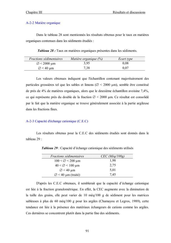 Etude du comportement des métaux lourds Pb, Zn, Cu et Cd en surface d\'une matrice de type sédiment