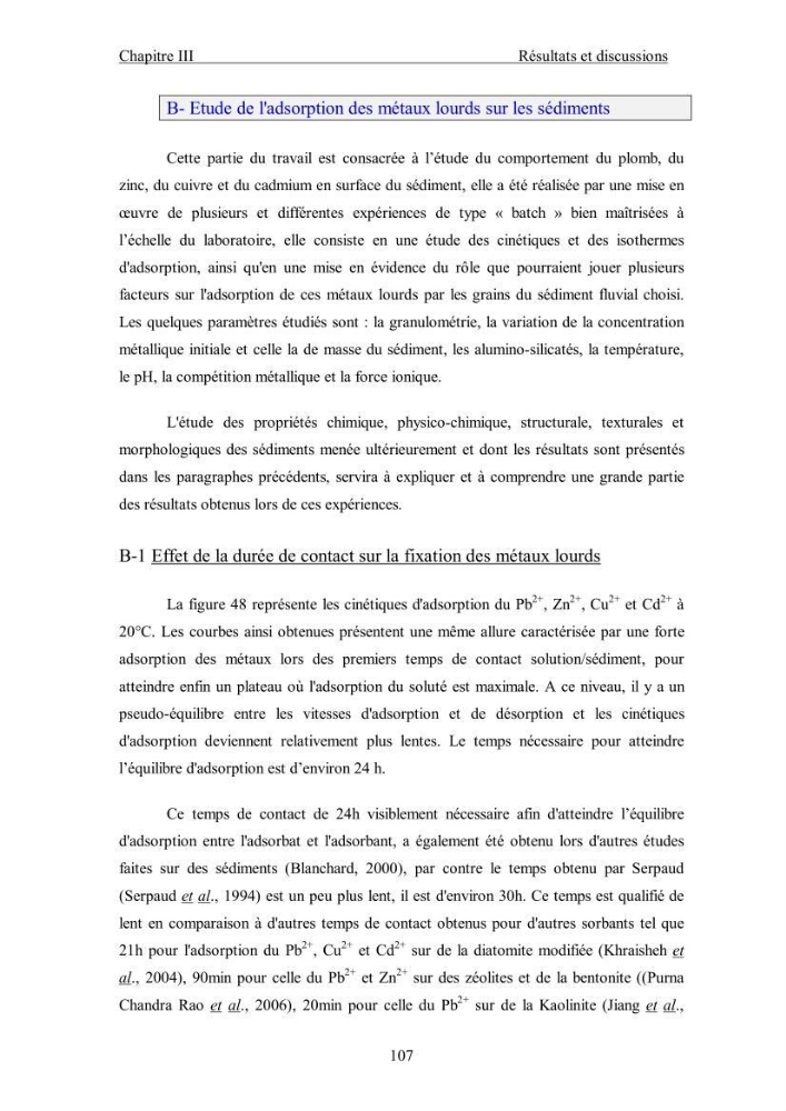 Etude du comportement des métaux lourds Pb, Zn, Cu et Cd en surface d\'une matrice de type sédiment