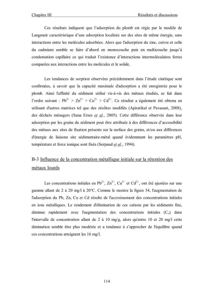 Etude du comportement des métaux lourds Pb, Zn, Cu et Cd en surface d\'une matrice de type sédiment