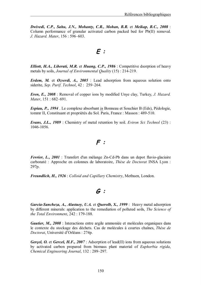 Etude du comportement des métaux lourds Pb, Zn, Cu et Cd en surface d\'une matrice de type sédiment