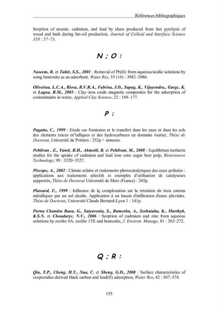 Etude du comportement des métaux lourds Pb, Zn, Cu et Cd en surface d\'une matrice de type sédiment