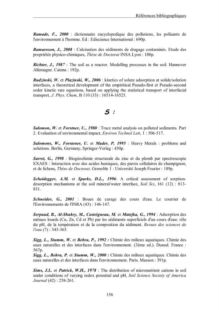 Etude du comportement des métaux lourds Pb, Zn, Cu et Cd en surface d\'une matrice de type sédiment