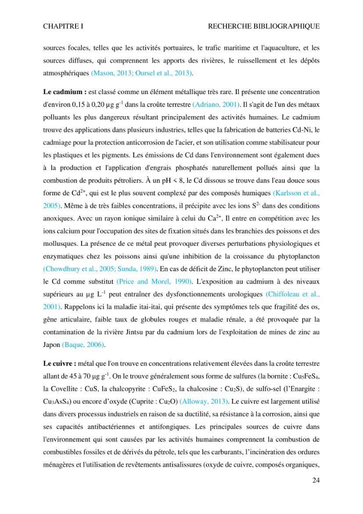 Apports et accumulation des métaux traces dans les sédiments des baies d’Alger et de Marseille