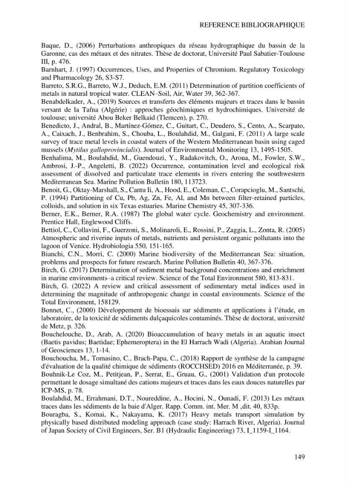 Apports et accumulation des métaux traces dans les sédiments des baies d’Alger et de Marseille