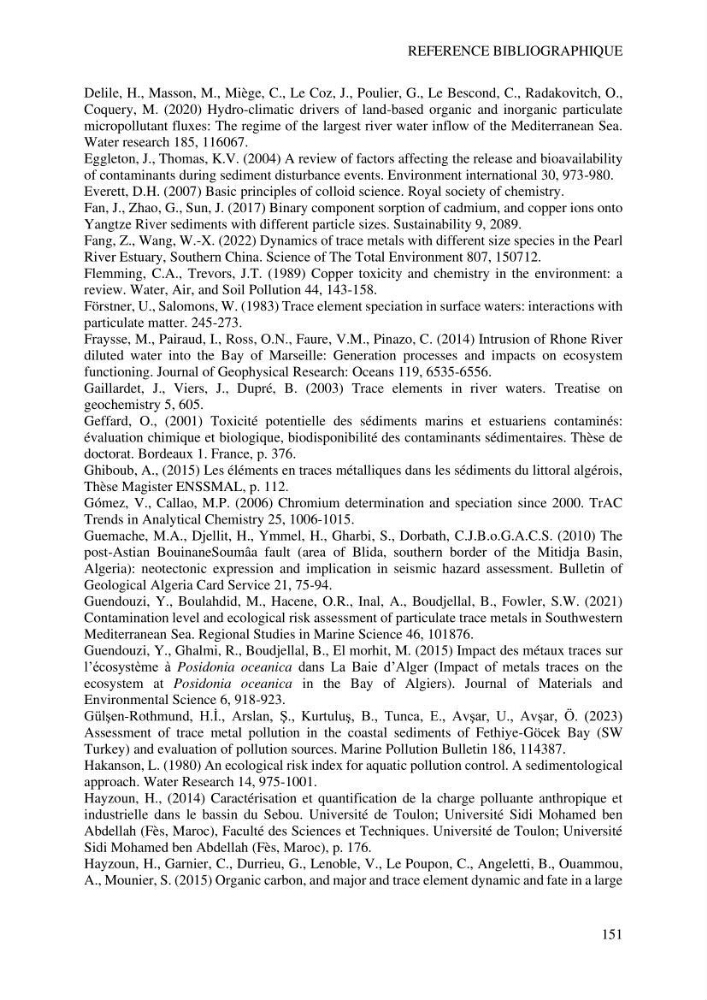 Apports et accumulation des métaux traces dans les sédiments des baies d’Alger et de Marseille