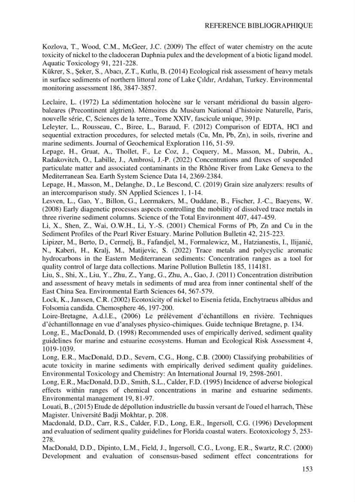 Apports et accumulation des métaux traces dans les sédiments des baies d’Alger et de Marseille
