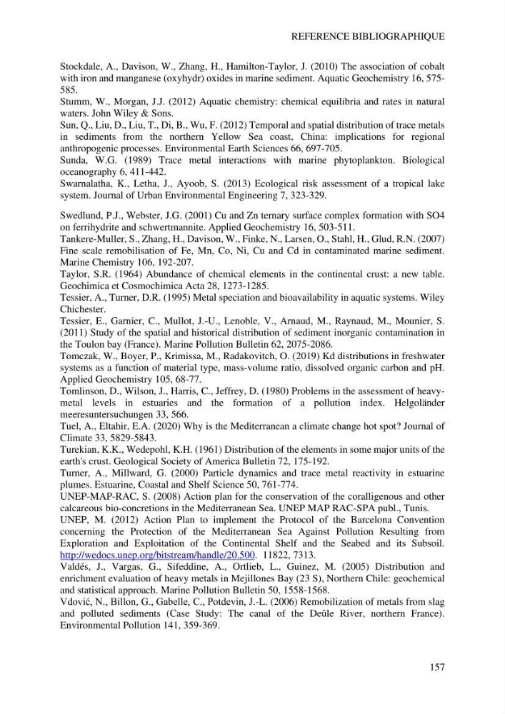 Apports et accumulation des métaux traces dans les sédiments des baies d’Alger et de Marseille
