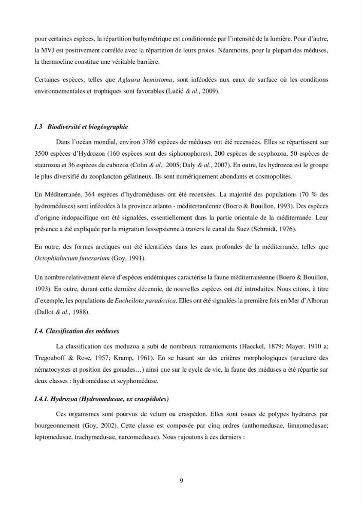 Peuplement de meduses des côtes Algeriennes