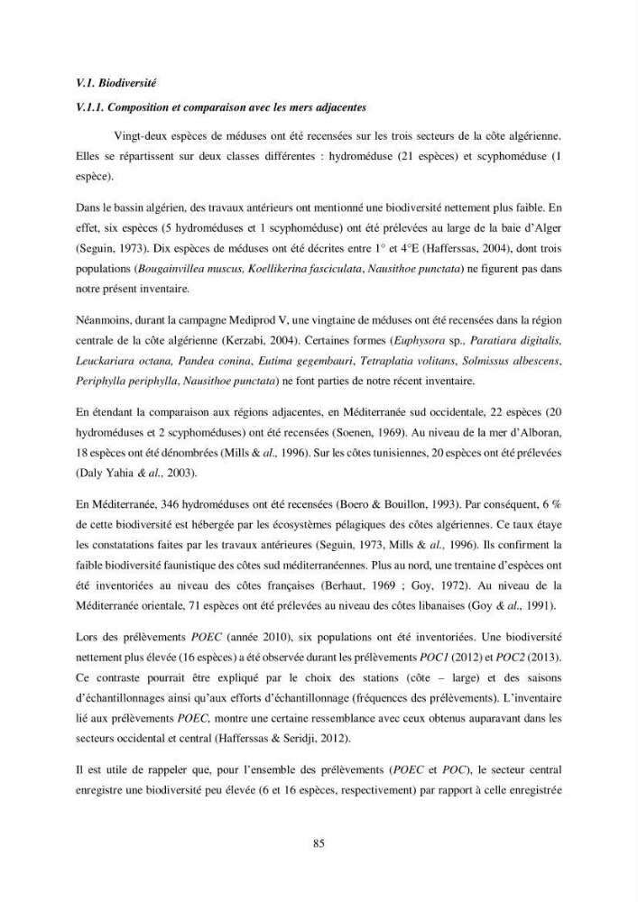 Peuplement de meduses des côtes Algeriennes