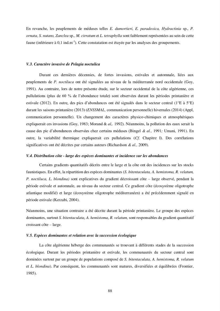 Peuplement de meduses des côtes Algeriennes