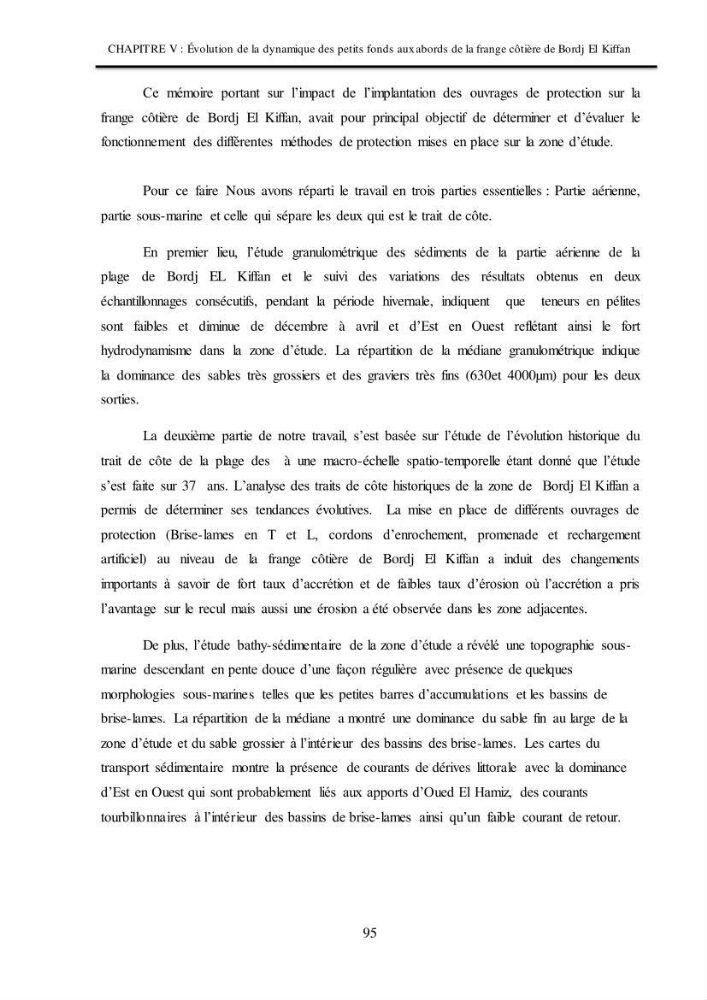 Impacts de l\'implantation des ouvrages de protection sur frange côtière de Bordj El Kiiffan